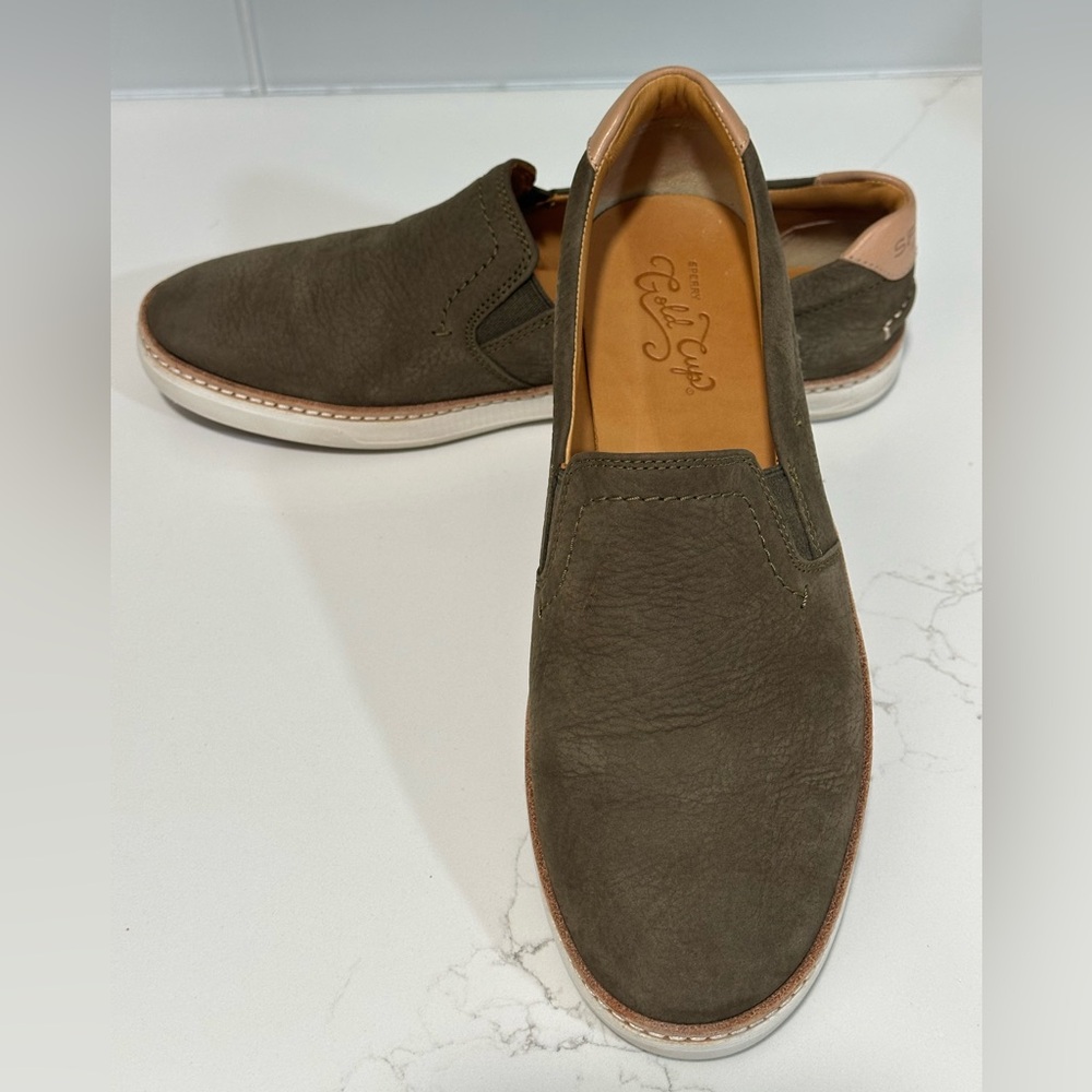 Sperry Top-Sider Gold Cup Rey Sneaker Dark Olive Leather Women's Size 8.5M Shoes - Picture 7 of 13